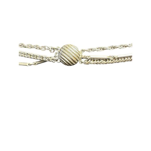 Vintage Triple Strand Silvertone Necklace ~ Starburst Etched Pendant ~ 18” / 30” - Picture 5 of 7